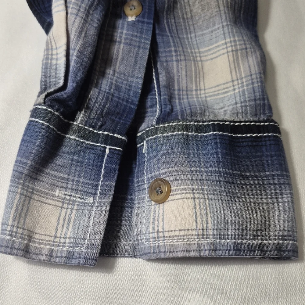 American Rag Men's XXL Long Sleeve Button Down Plaid Shirt - Blue and White - Picture 9 of 15